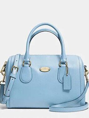 Like New Coach Mini Bennett Light Blue Leather Shoulder Bag Purse
